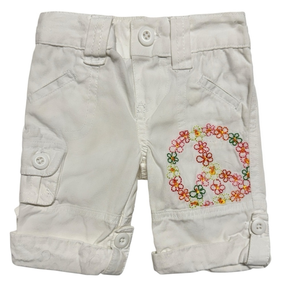 Koala Kids Peace Sign White Capri Pants